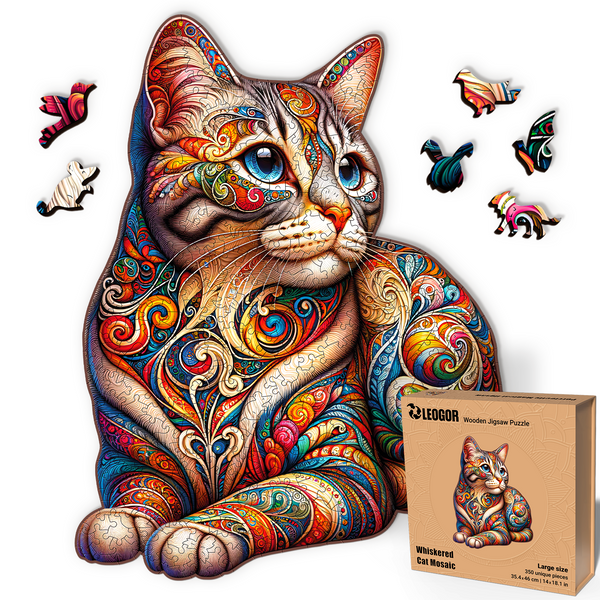 Cat Wooden Puzzle - Whimsy 350 Piece, 14 x 18.1 inches