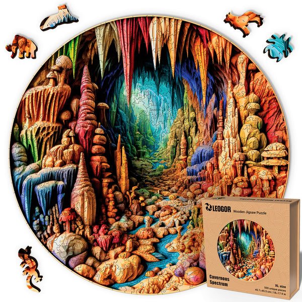 Cavernous Spectrum Wooden Puzzle 500-Piece Handcrafted Jigsaw for Adults