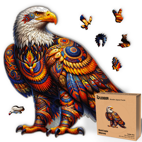 Eagle Wooden Puzzle - Whimsy 350 Piece, 17.3 x 16.7 inches