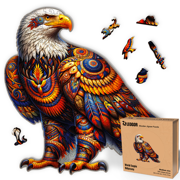 Eagle Wooden Puzzle - Whimsy 200 Piece, 13.5 x 13 inches