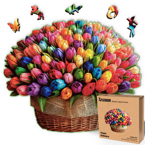 Tulips Wooden Puzzle - Whimsy 350 Piece, 17.2 x 14.1 inches