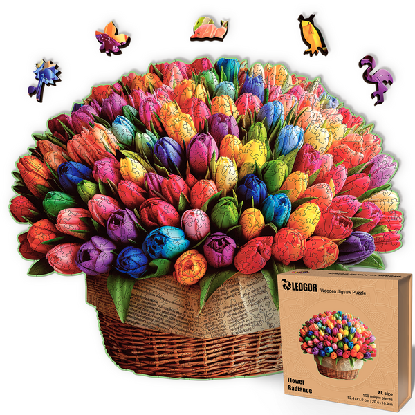 Flower Radiance Wooden Puzzle 500-Piece Handcrafted Jigsaw for Adults